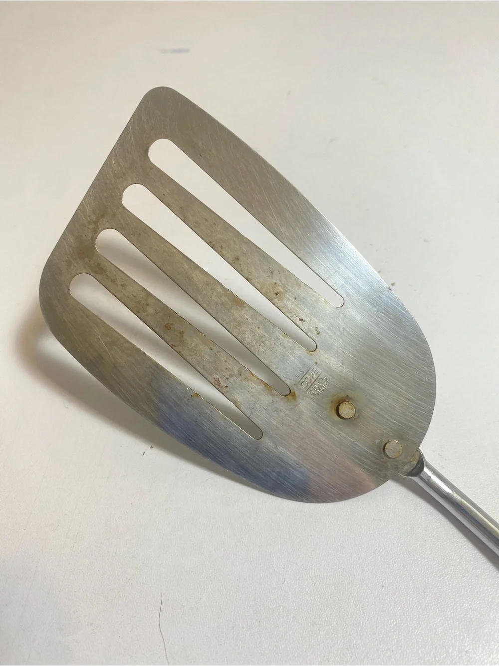 Vintage EKCO Slotted Turner Black Handle Stainless Steel